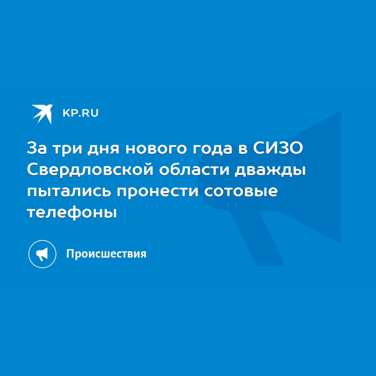 За три дня нового года в СИЗО Свердловской области дважды пытались пронести  сотовые телефоны - KP.RU