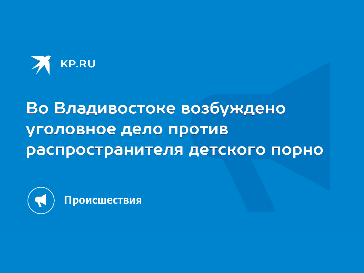 Во Владивостоке возбуждено уголовное дело против распространителя детского  порно - KP.RU