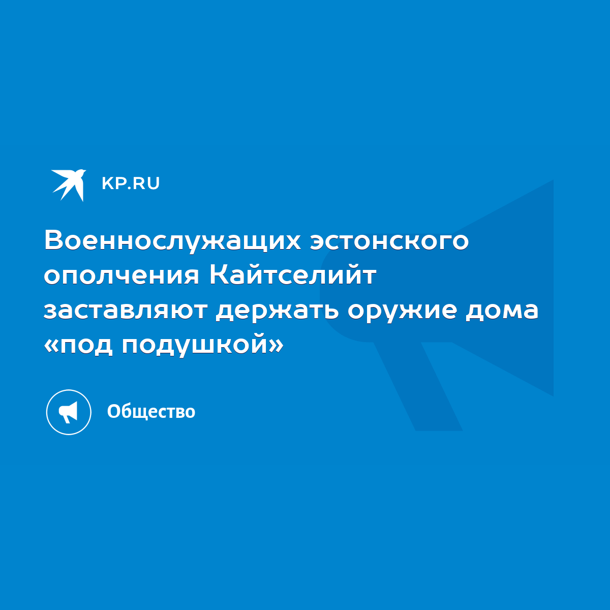 Военнослужащих эстонского ополчения Кайтселийт заставляют держать оружие  дома «под подушкой» - KP.RU