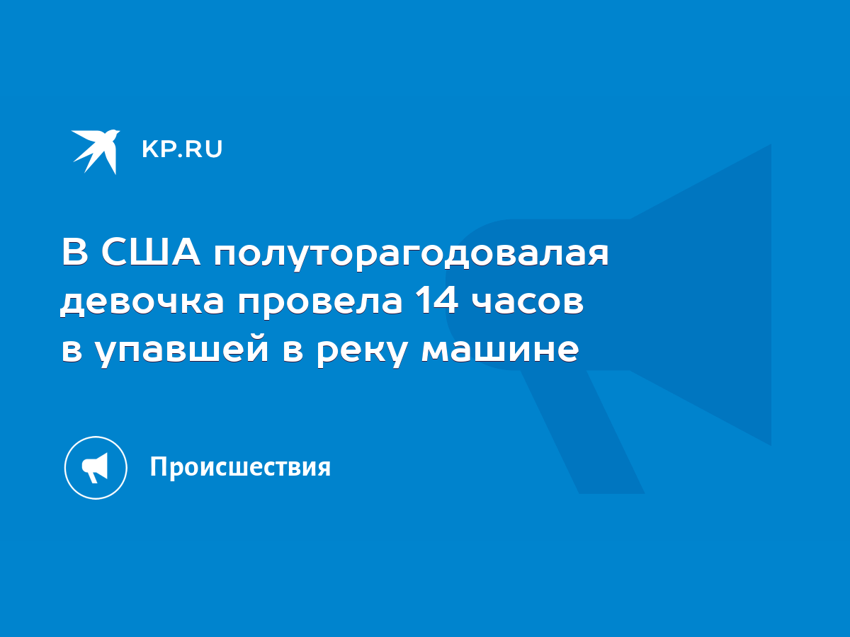 В США полуторагодовалая девочка провела 14 часов в упавшей в реку машине -  KP.RU