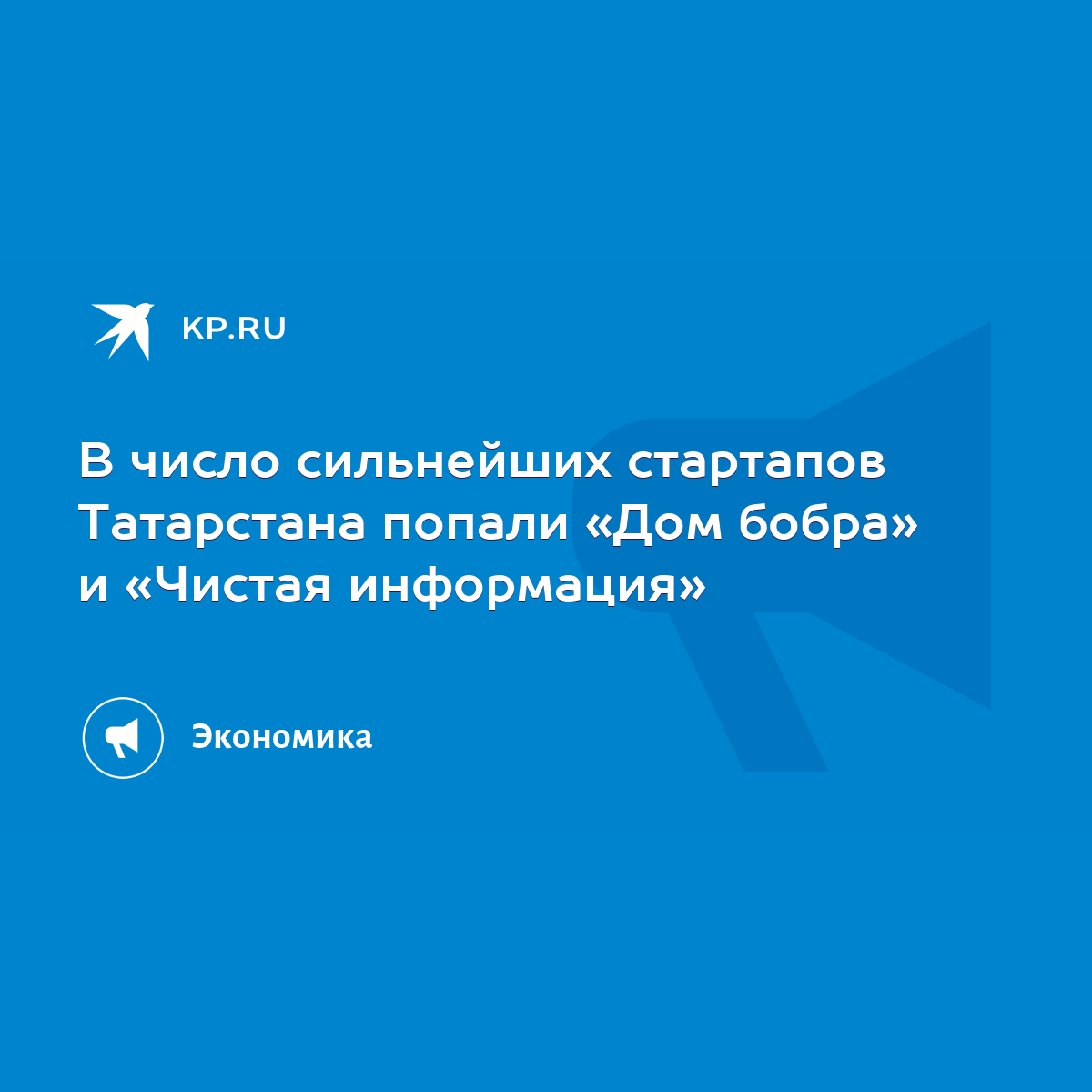 В число сильнейших стартапов Татарстана попали «Дом бобра» и «Чистая  информация» - KP.RU