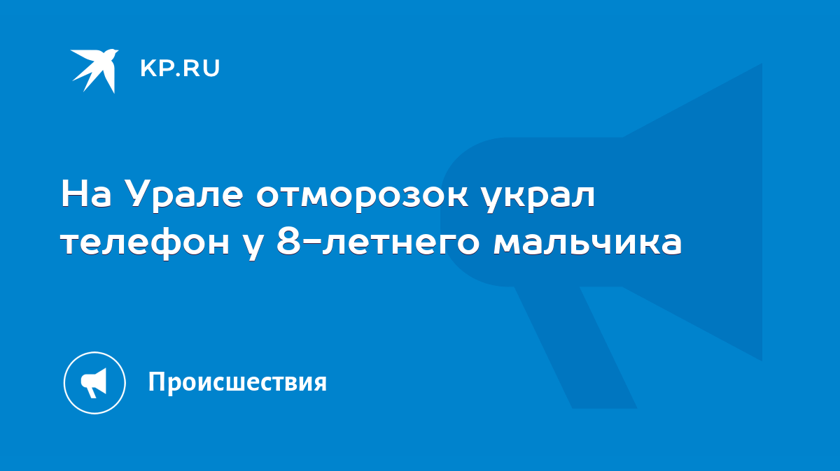 На Урале отморозок украл телефон у 8-летнего мальчика - KP.RU