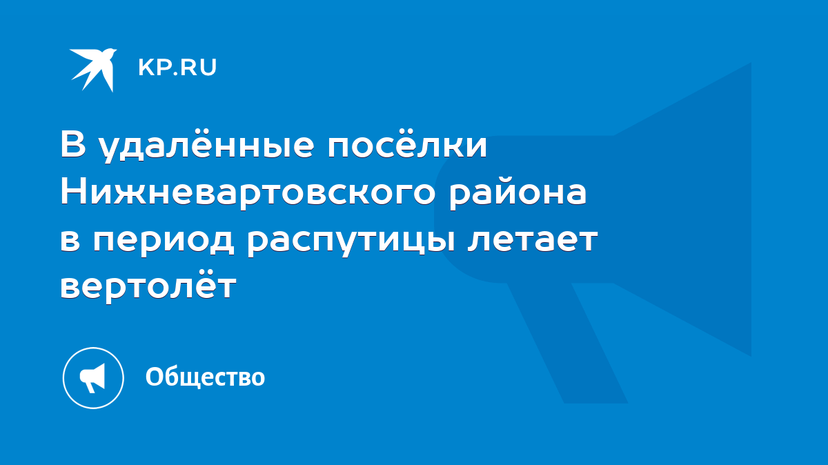 В удалённые посёлки Нижневартовского района в период распутицы летает  вертолёт - KP.RU