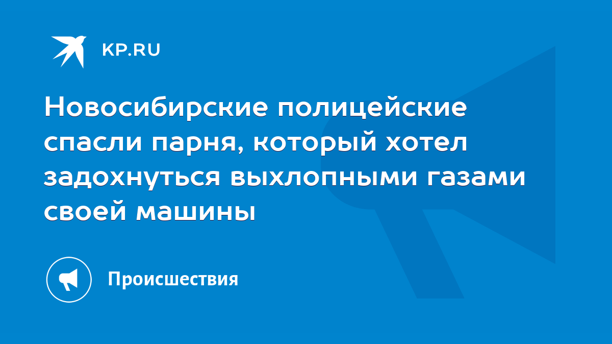 Новосибирские полицейские спасли парня, который хотел задохнуться  выхлопными газами своей машины - KP.RU