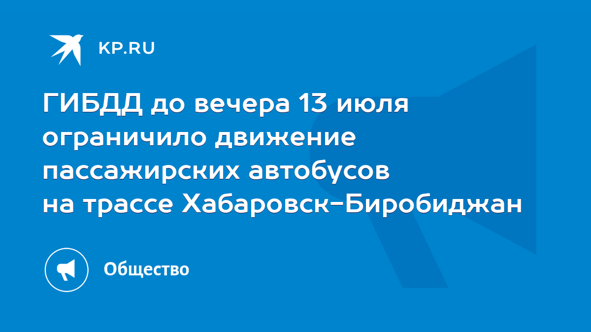 ГИБДД до вечера 13 июля ограничило движение пассажирских автобусов на  трассе Хабаровск-Биробиджан - KP.RU