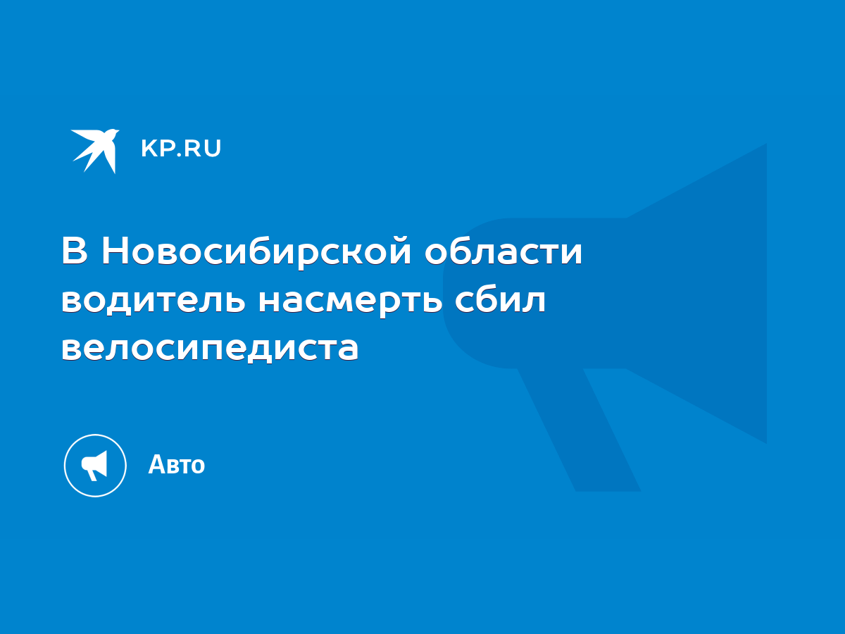 В Новосибирской области водитель насмерть сбил велосипедиста - KP.RU