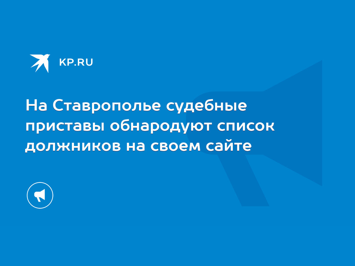 На Ставрополье судебные приставы обнародуют список должников на своем сайте  - KP.RU