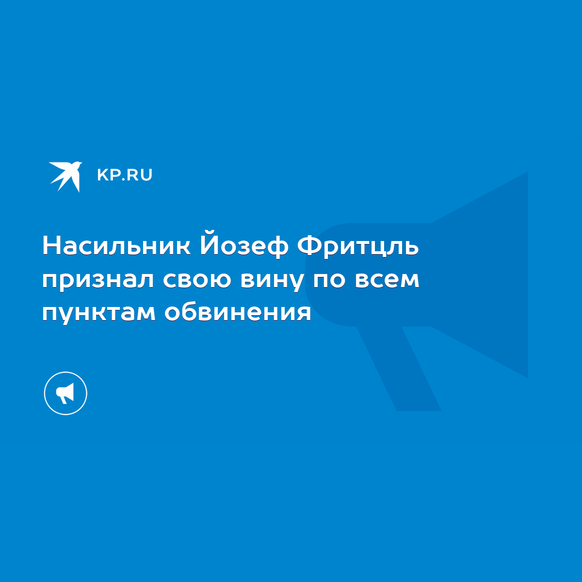 Насильник Йозеф Фритцль признал свою вину по всем пунктам обвинения - KP.RU