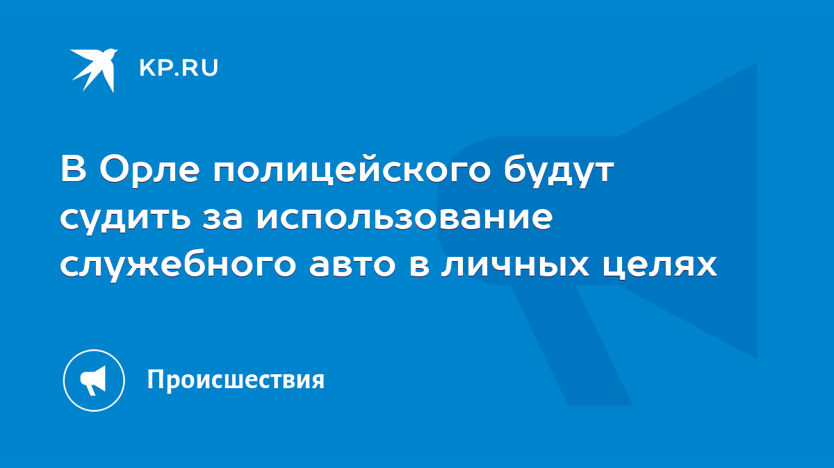 В Орле полицейского будут судить за использование служебного авто в личных  целях - KP.RU