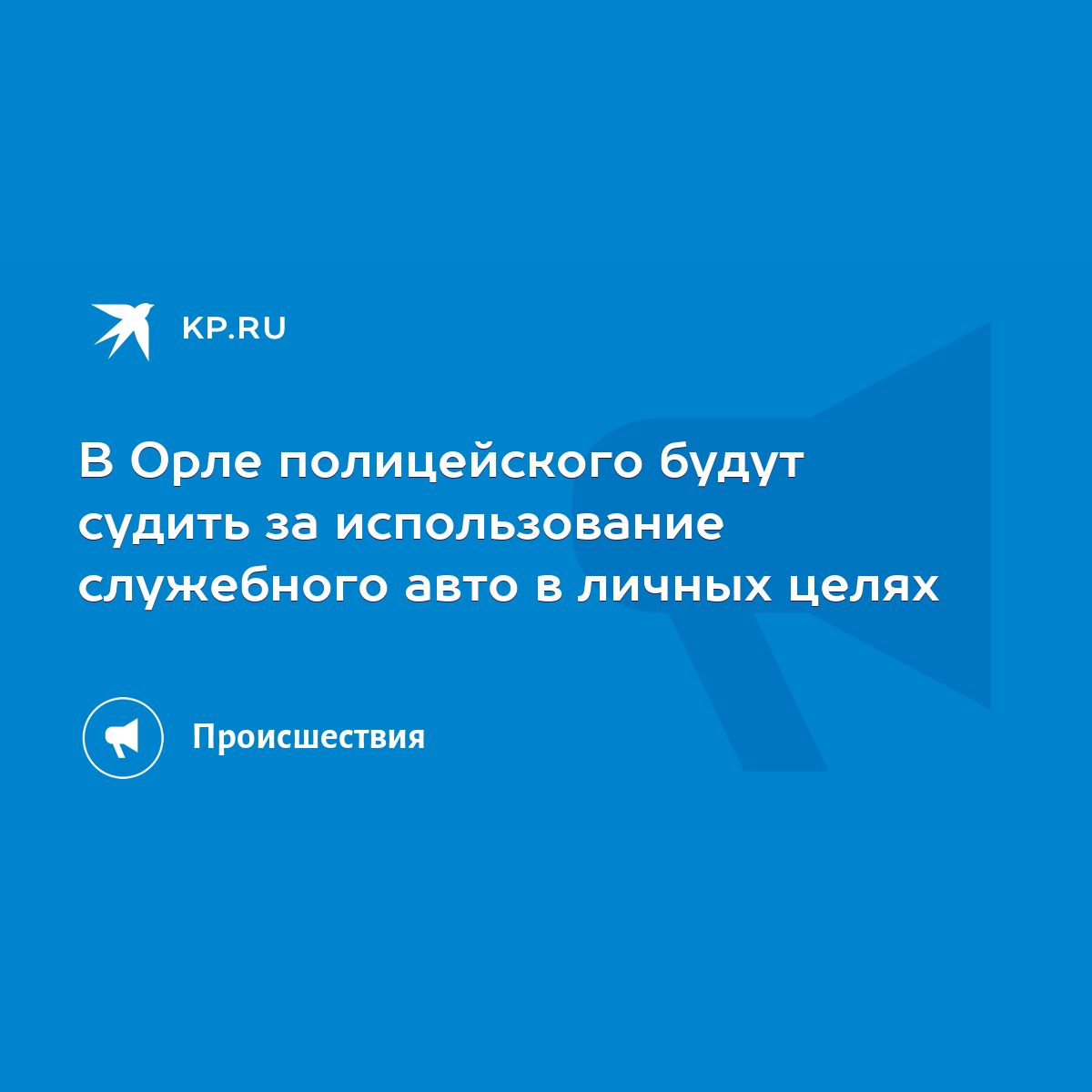 В Орле полицейского будут судить за использование служебного авто в личных  целях - KP.RU