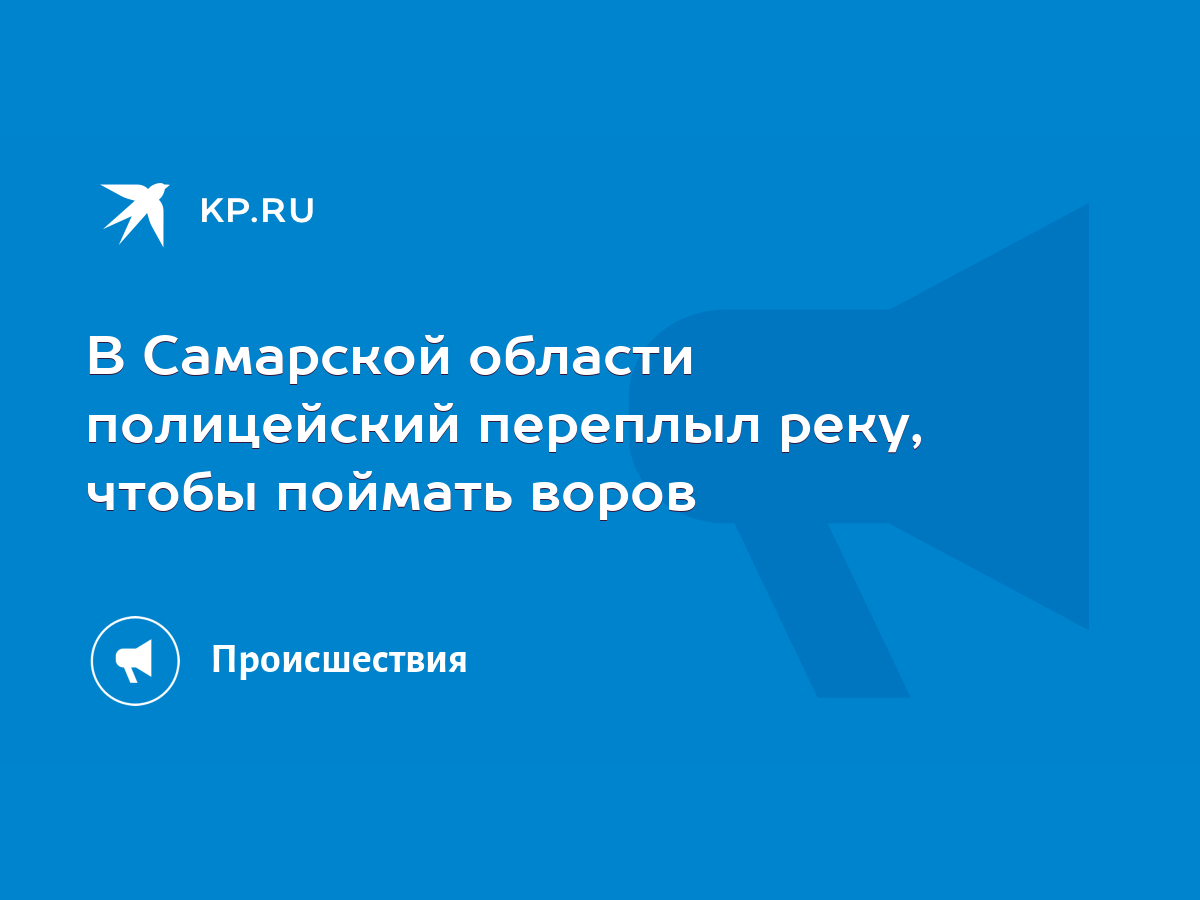 В Самарской области полицейский переплыл реку, чтобы поймать воров - KP.RU