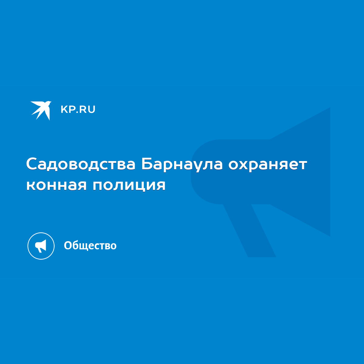 Садоводства Барнаула охраняет конная полиция - KP.RU