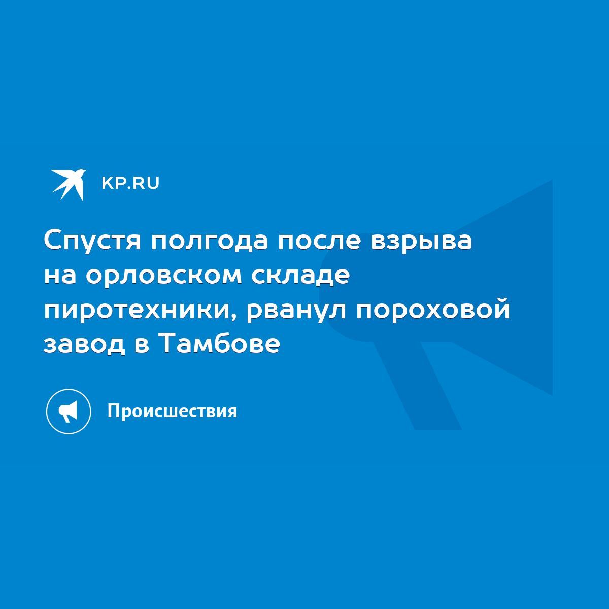 Спустя полгода после взрыва на орловском складе пиротехники, рванул  пороховой завод в Тамбове - KP.RU