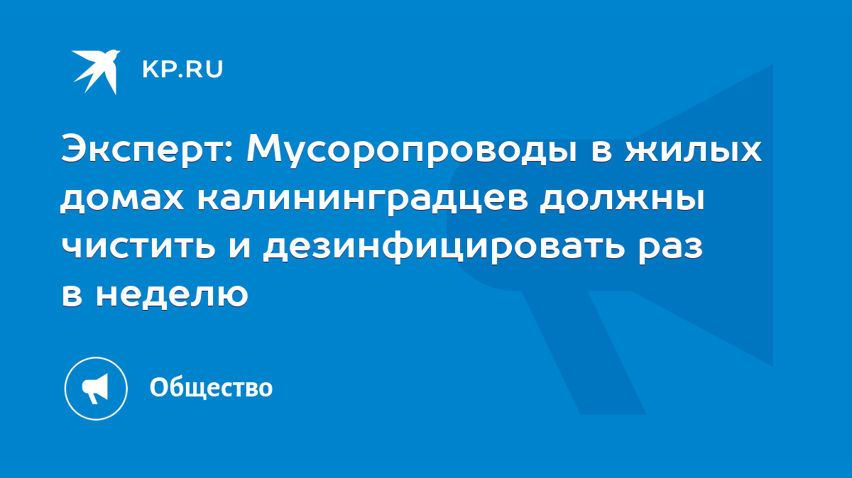 Эксперт: Мусоропроводы в жилых домах калининградцев должны чистить и  дезинфицировать раз в неделю - KP.RU