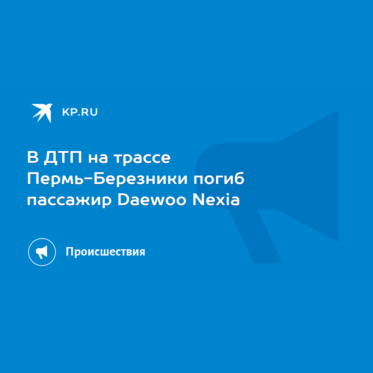 В ДТП на трассе Пермь-Березники погиб пассажир Daewoo Nexia - KP.RU