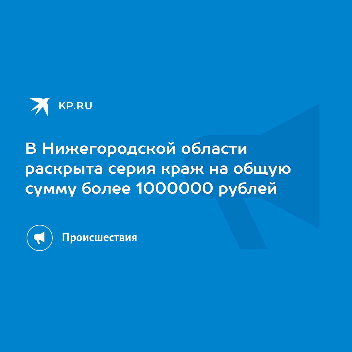 В Нижегородской области раскрыта серия краж на общую сумму более 1000000  рублей - KP.RU