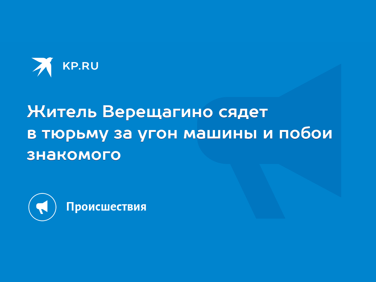 Житель Верещагино сядет в тюрьму за угон машины и побои знакомого - KP.RU