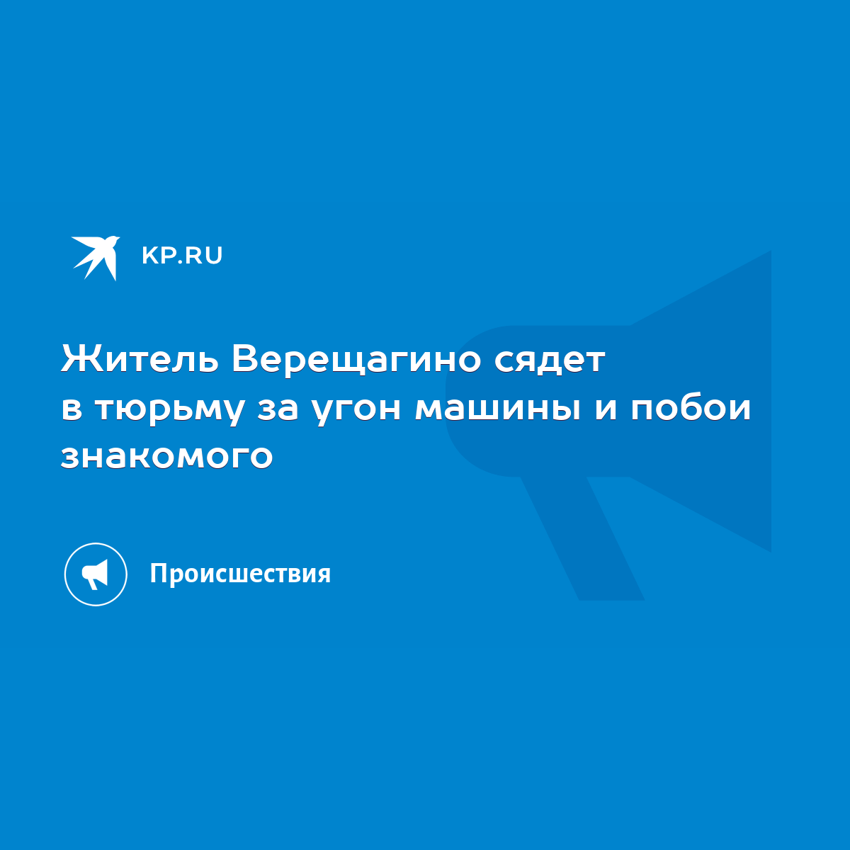 Житель Верещагино сядет в тюрьму за угон машины и побои знакомого - KP.RU