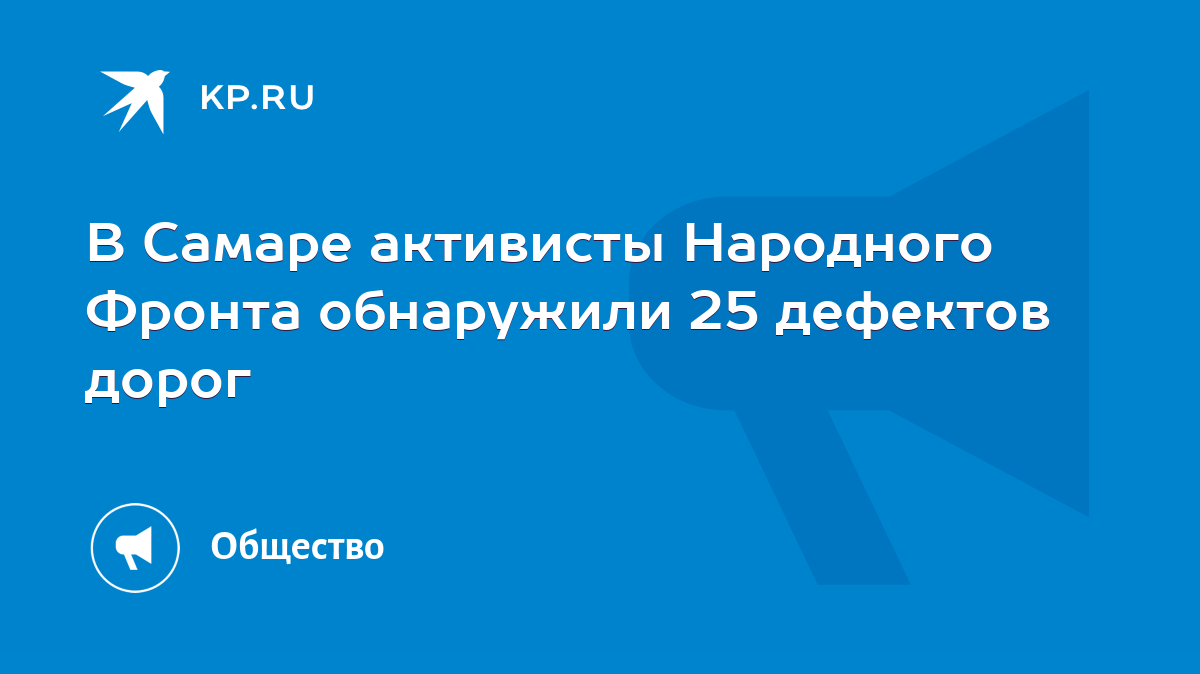 В Самаре активисты Народного Фронта обнаружили 25 дефектов дорог - KP.RU