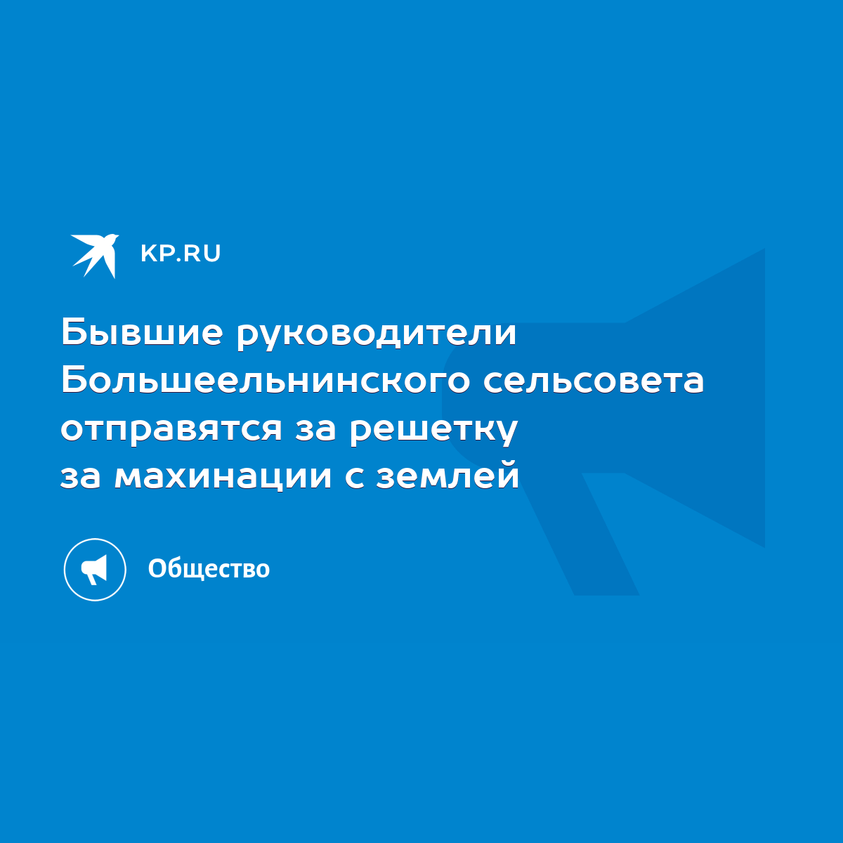 Бывшие руководители Большеельнинского сельсовета отправятся за решетку за  махинации с землей - KP.RU