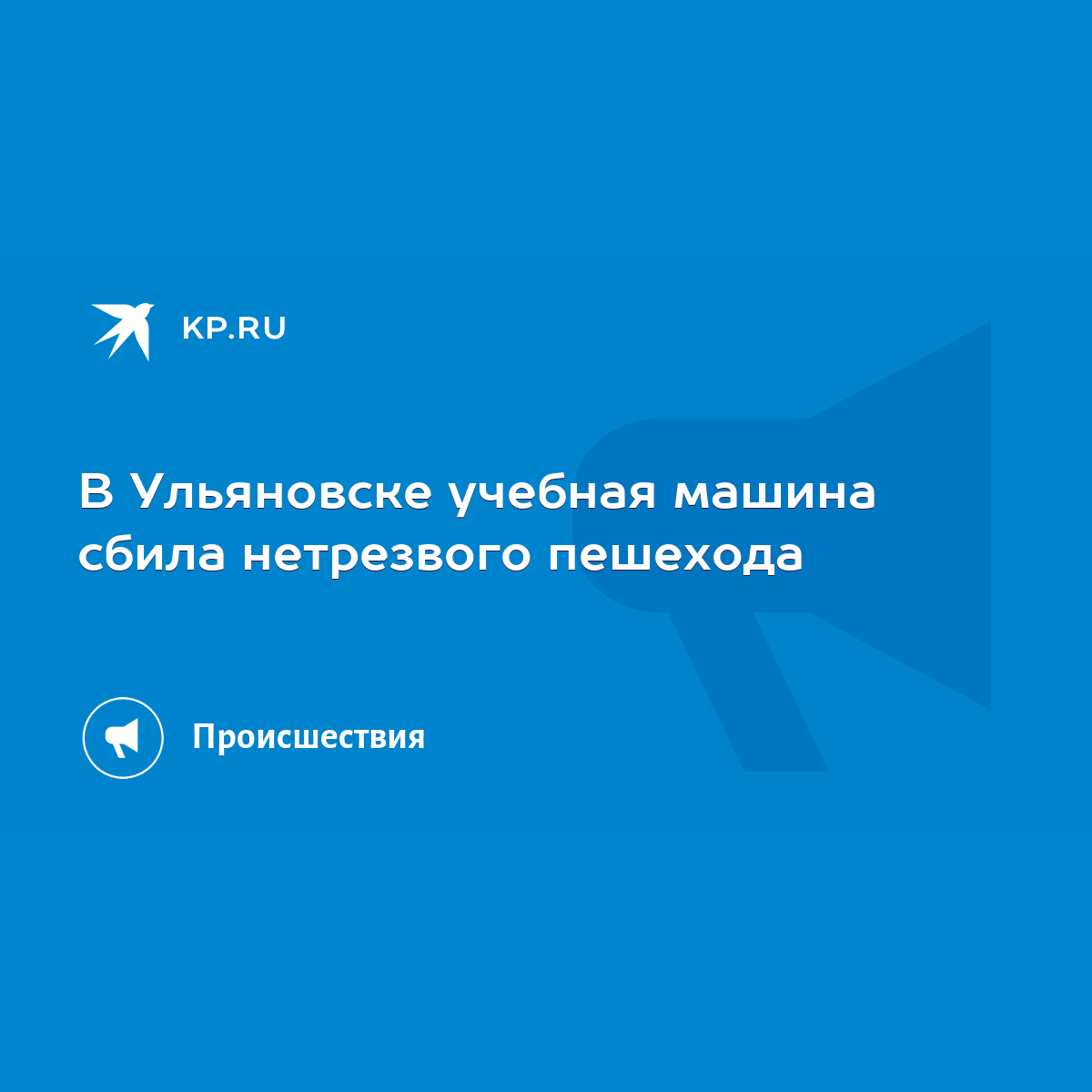 В Ульяновске учебная машина сбила нетрезвого пешехода - KP.RU