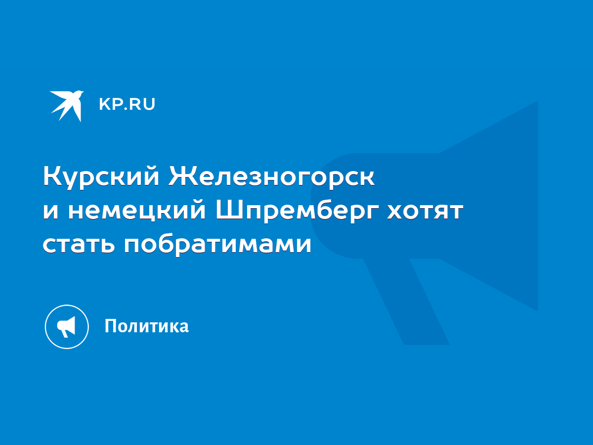 Курский Железногорск и немецкий Шпремберг хотят стать побратимами - KP.RU