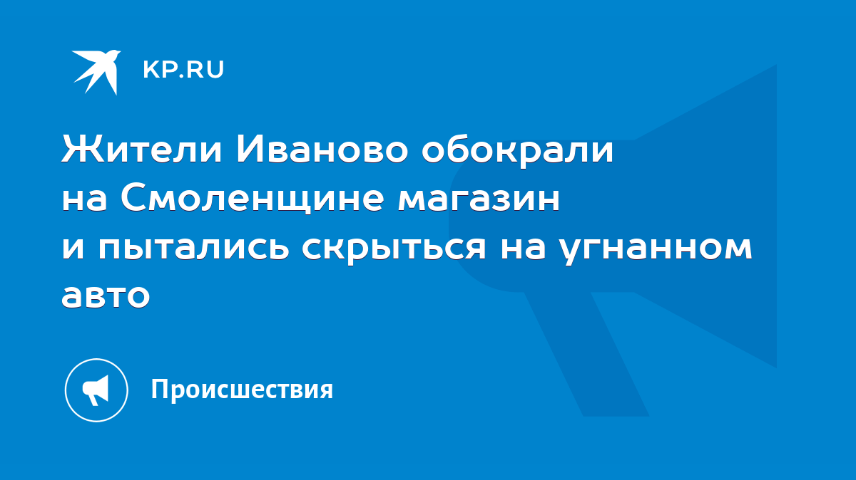 Жители Иваново обокрали на Смоленщине магазин и пытались скрыться на  угнанном авто - KP.RU