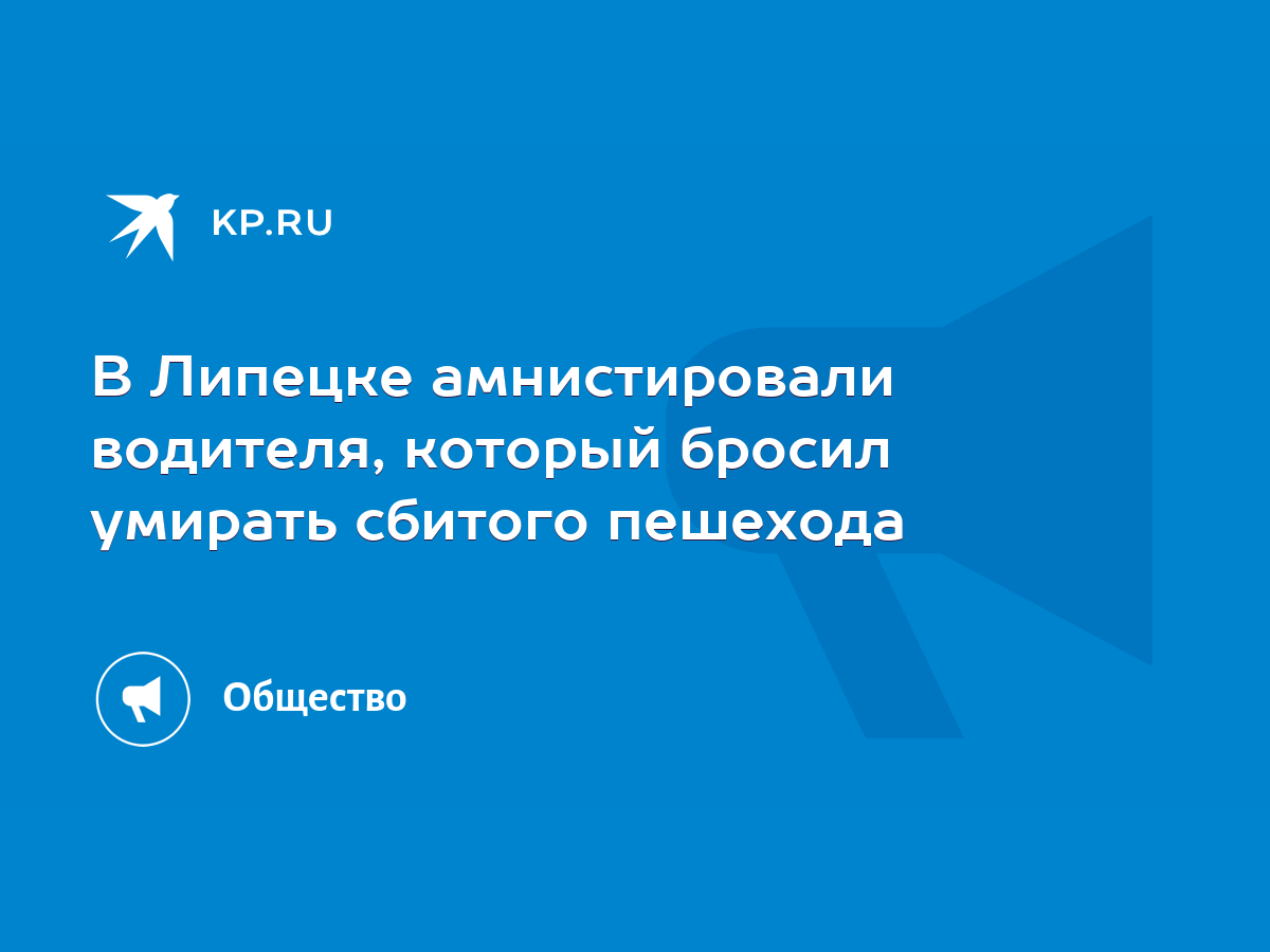 В Липецке амнистировали водителя, который бросил умирать сбитого пешехода -  KP.RU