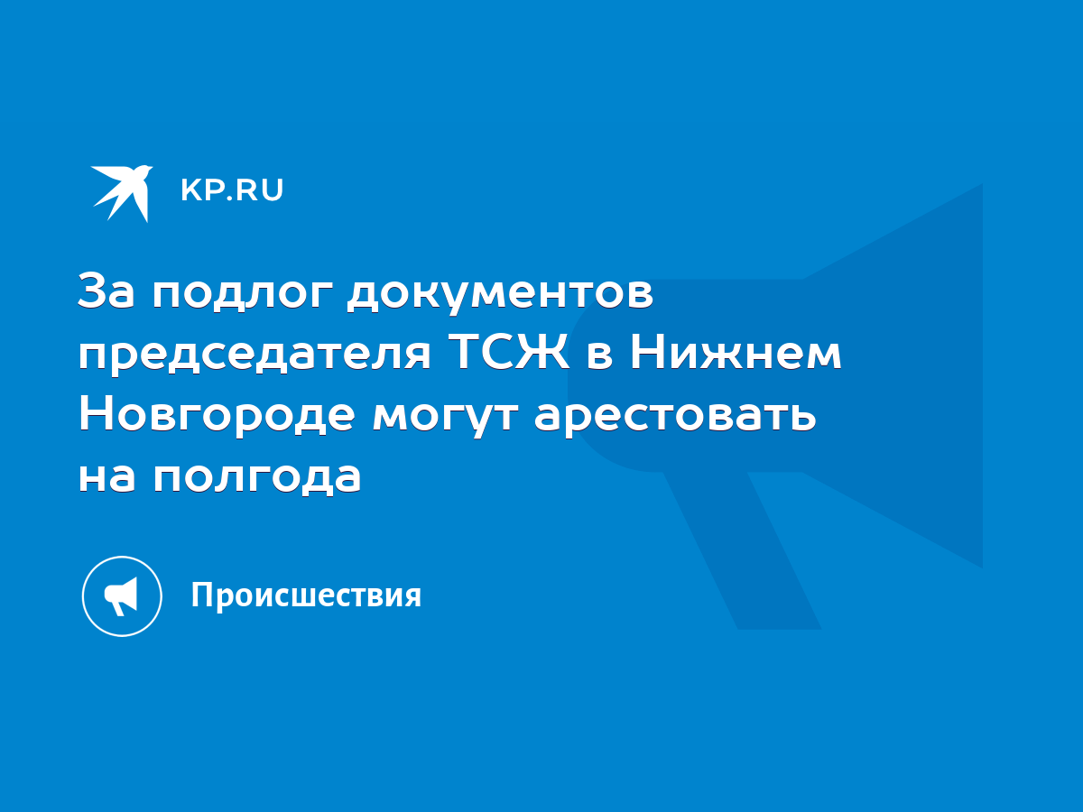 За подлог документов председателя ТСЖ в Нижнем Новгороде могут арестовать  на полгода - KP.RU