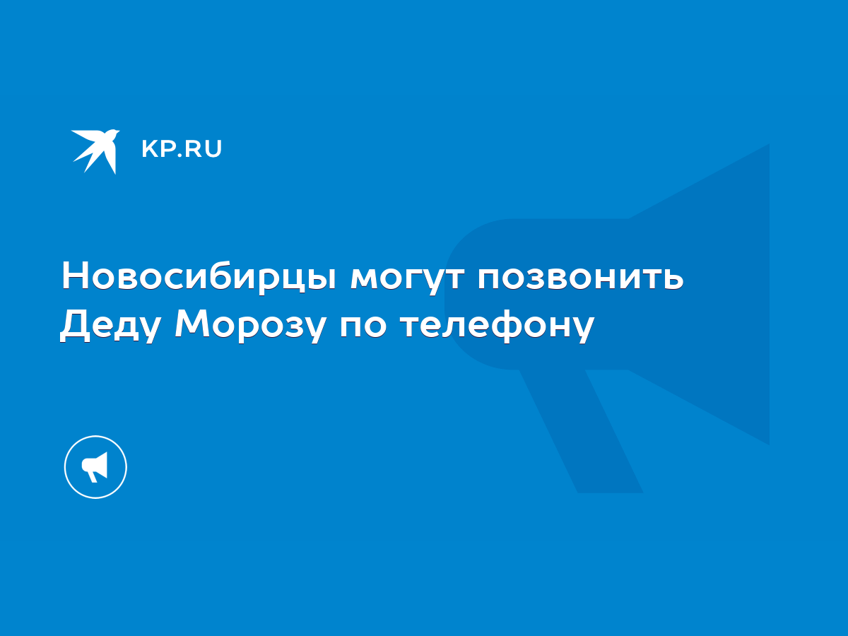 Новосибирцы могут позвонить Деду Морозу по телефону - KP.RU