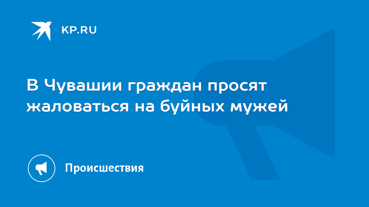 В Чувашии граждан просят жаловаться на буйных мужей - KP.RU