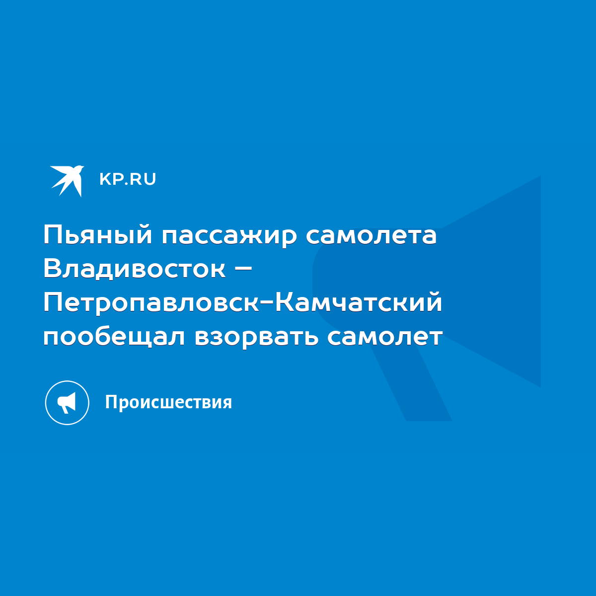 Пьяный пассажир самолета Владивосток – Петропавловск-Камчатский пообещал  взорвать самолет - KP.RU