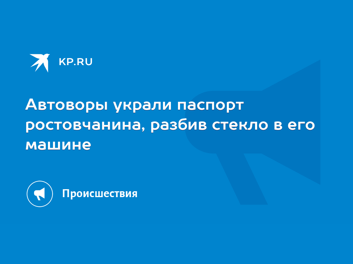 Автоворы украли паспорт ростовчанина, разбив стекло в его машине - KP.RU