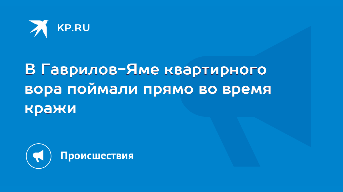 В Гаврилов-Яме квартирного вора поймали прямо во время кражи - KP.RU