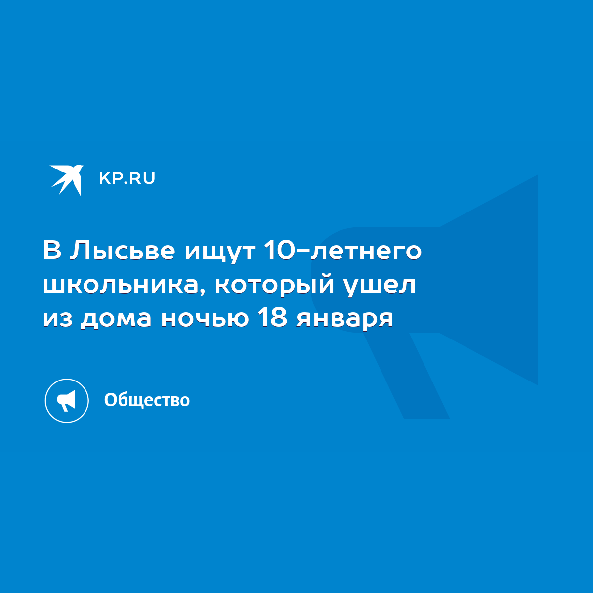 В Лысьве ищут 10-летнего школьника, который ушел из дома ночью 18 января -  KP.RU