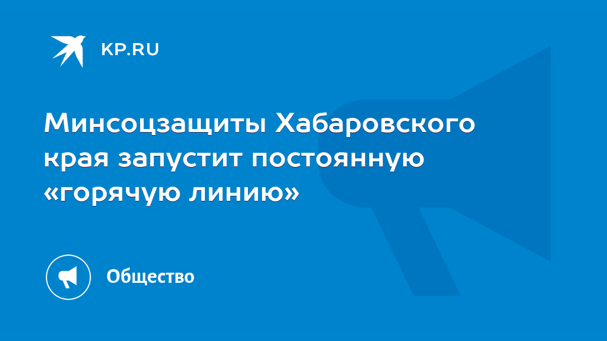 Минсоцзащиты Хабаровского края запустит постоянную «горячую линию» - KP.RU