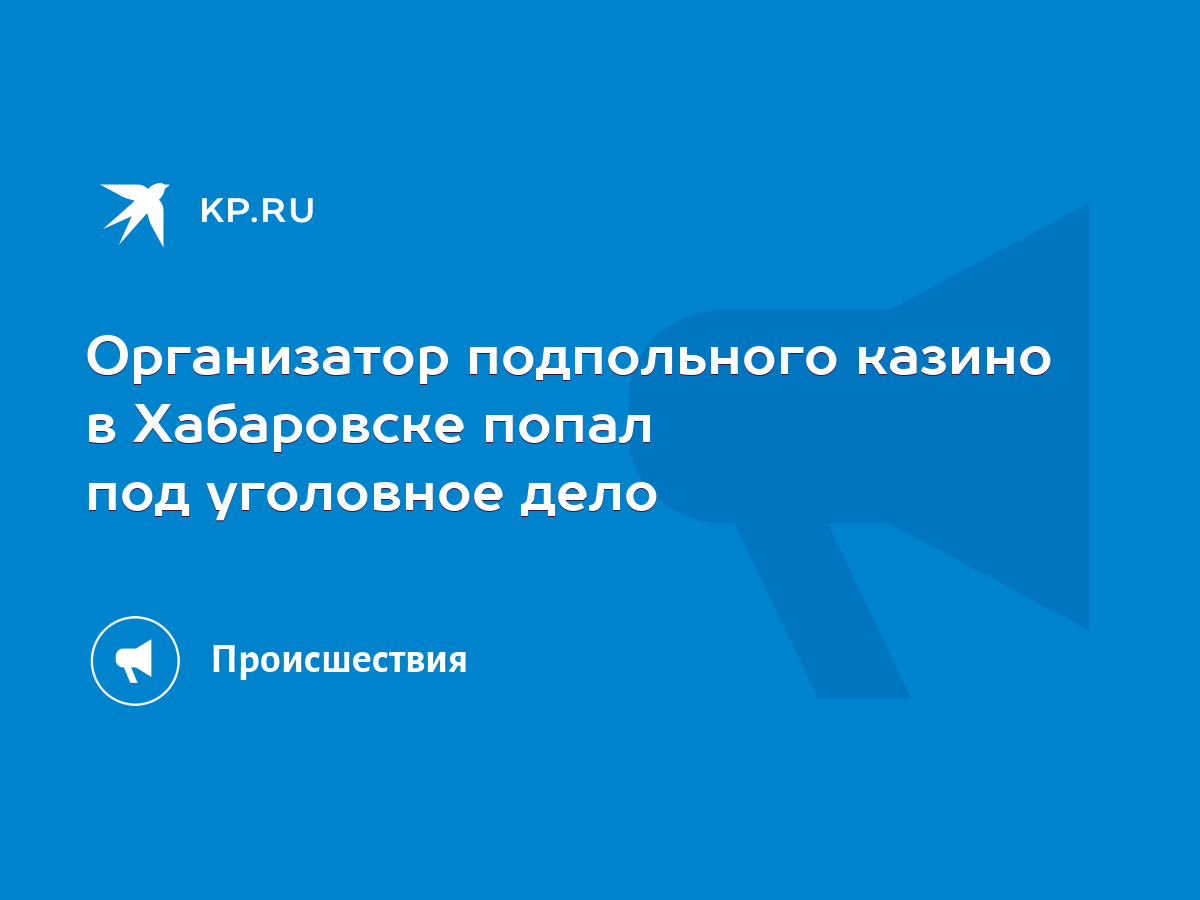 Организатор подпольного казино в Хабаровске попал под уголовное дело - KP.RU