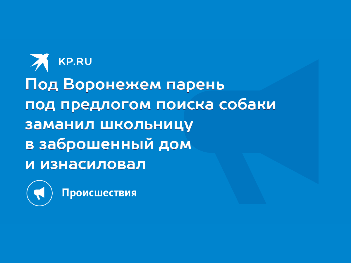 Под Воронежем парень под предлогом поиска собаки заманил школьницу в  заброшенный дом и изнасиловал - KP.RU