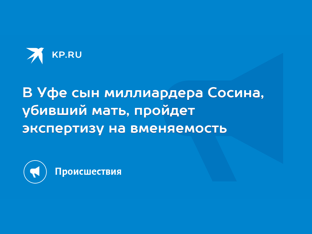 В Уфе сын миллиардера Сосина, убивший мать, пройдет экспертизу на  вменяемость - KP.RU