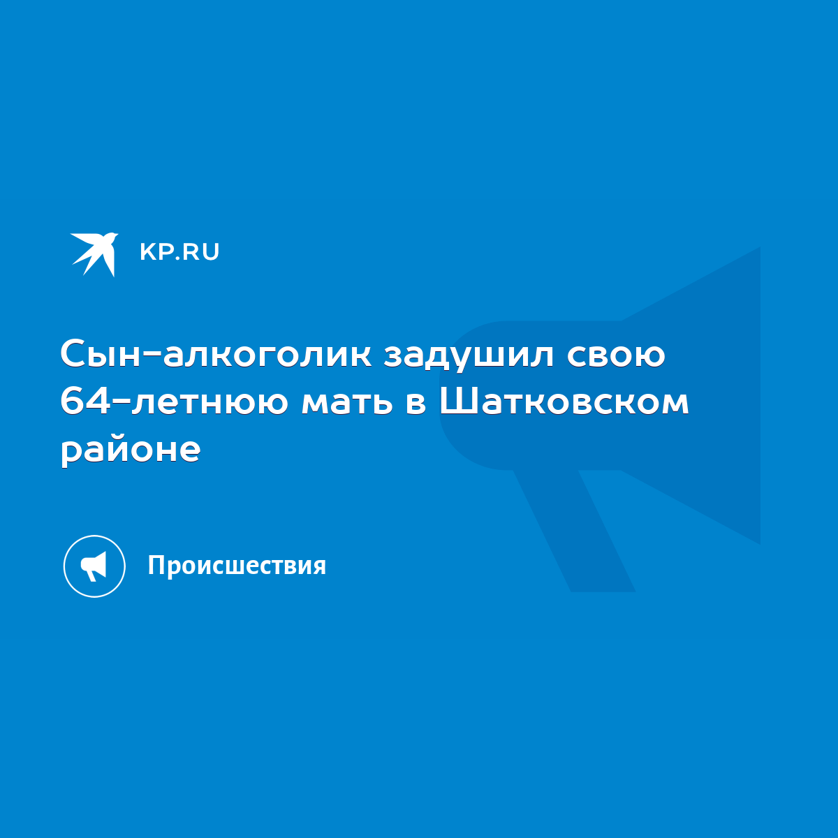 Сын-алкоголик задушил свою 64-летнюю мать в Шатковском районе - KP.RU