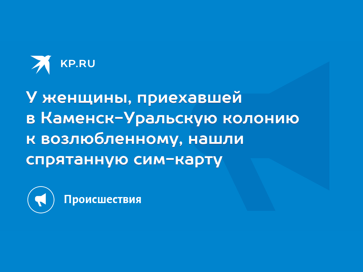 У женщины, приехавшей в Каменск-Уральскую колонию к возлюбленному, нашли  спрятанную сим-карту - KP.RU