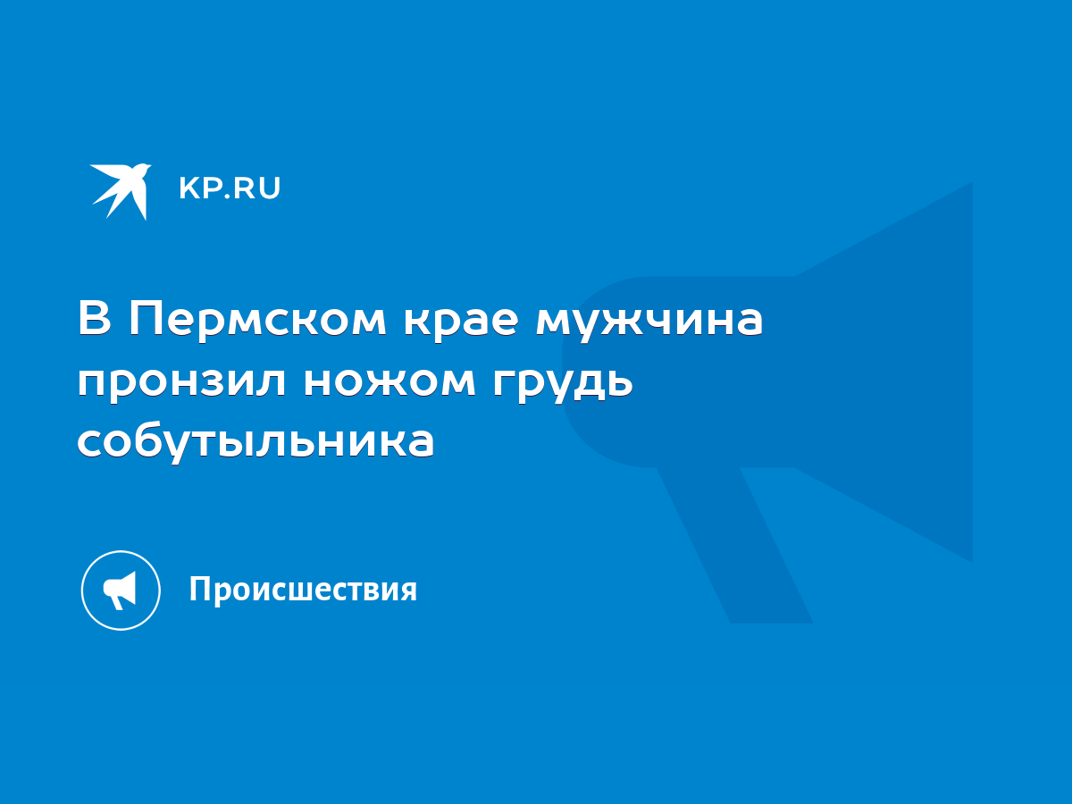 В Пермском крае мужчина пронзил ножом грудь собутыльника - KP.RU