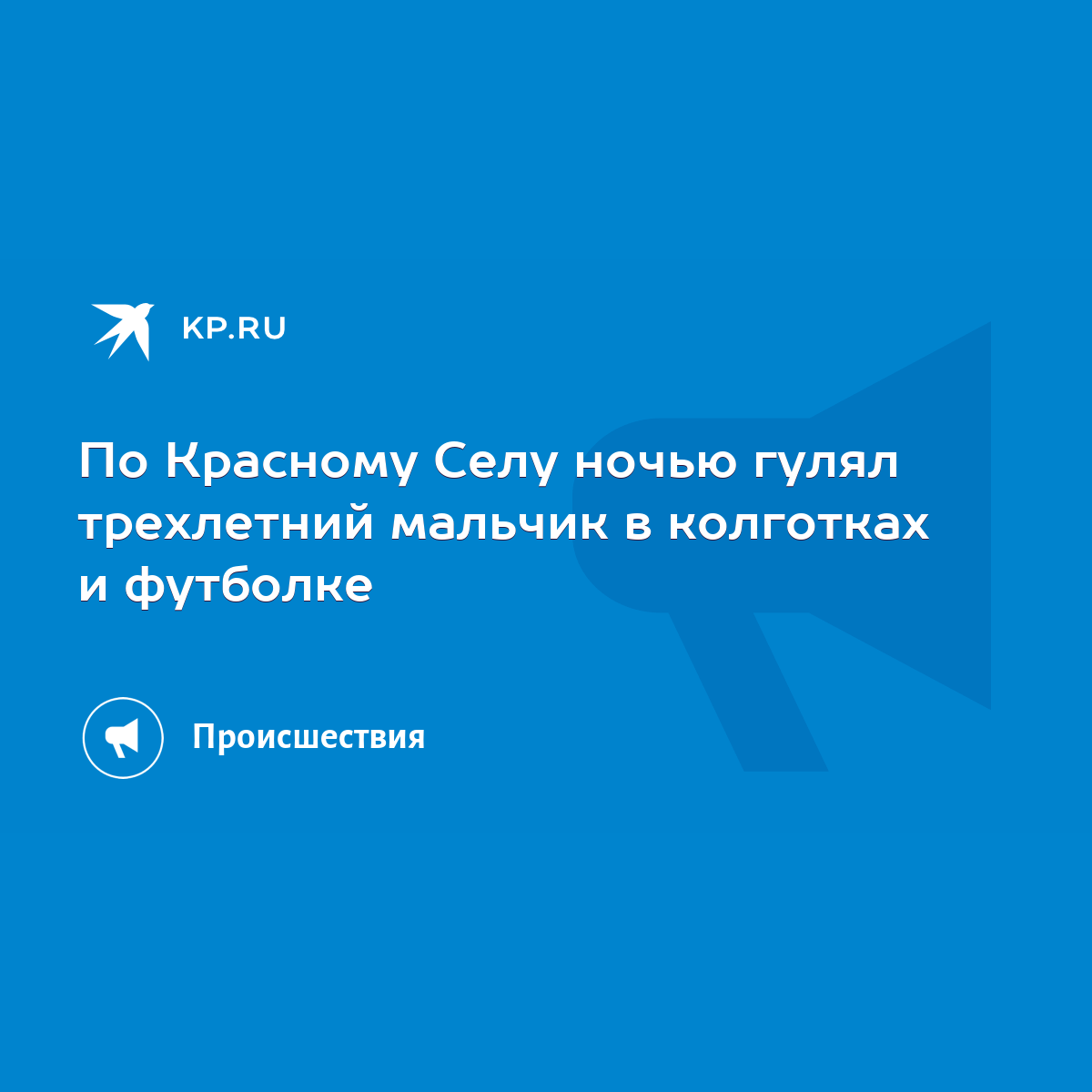 По Красному Селу ночью гулял трехлетний мальчик в колготках и футболке -  KP.RU