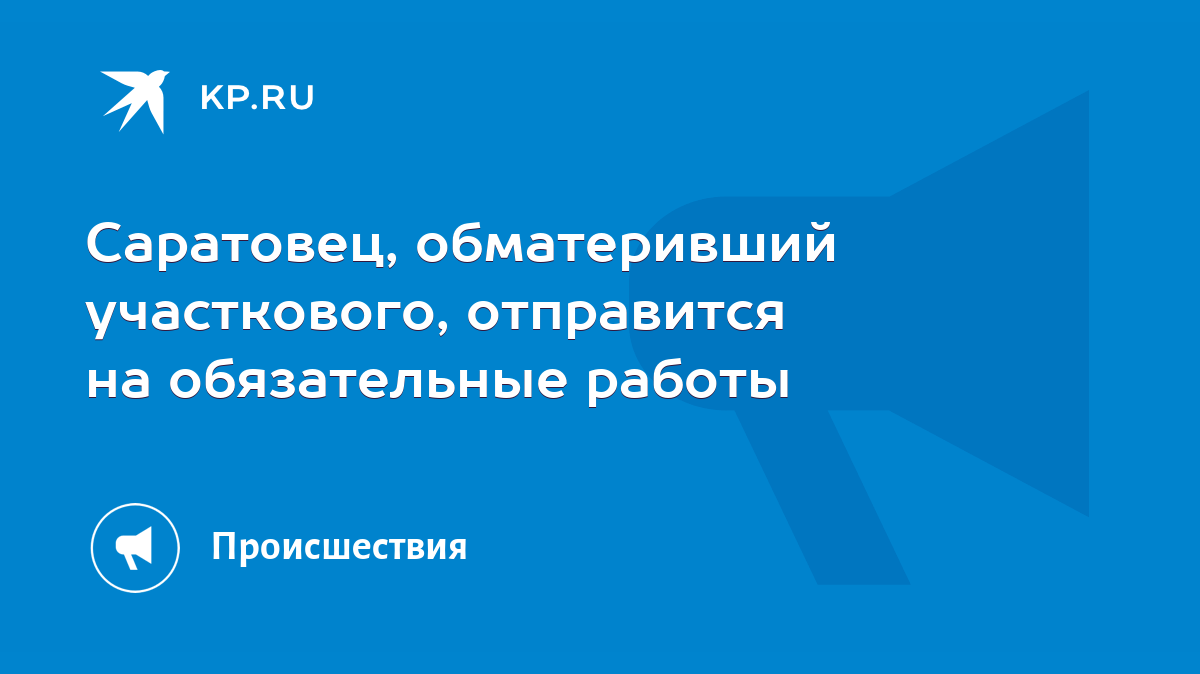 Саратовец, обматеривший участкового, отправится на обязательные работы -  KP.RU