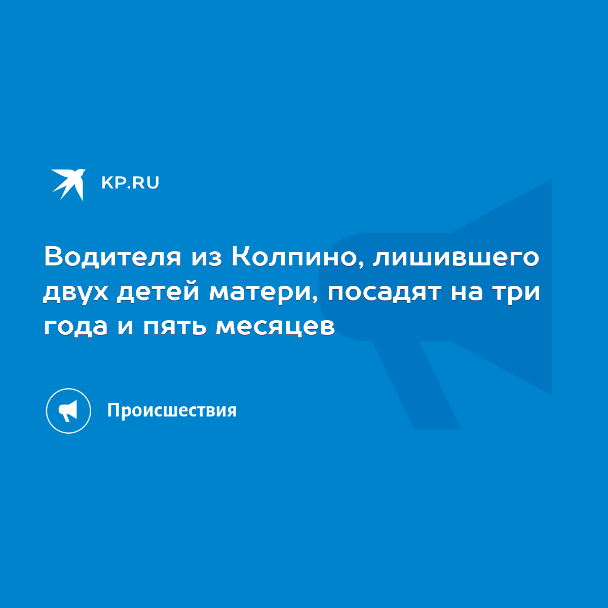 Водителя из Колпино, лишившего двух детей матери, посадят на три года и  пять месяцев - KP.RU