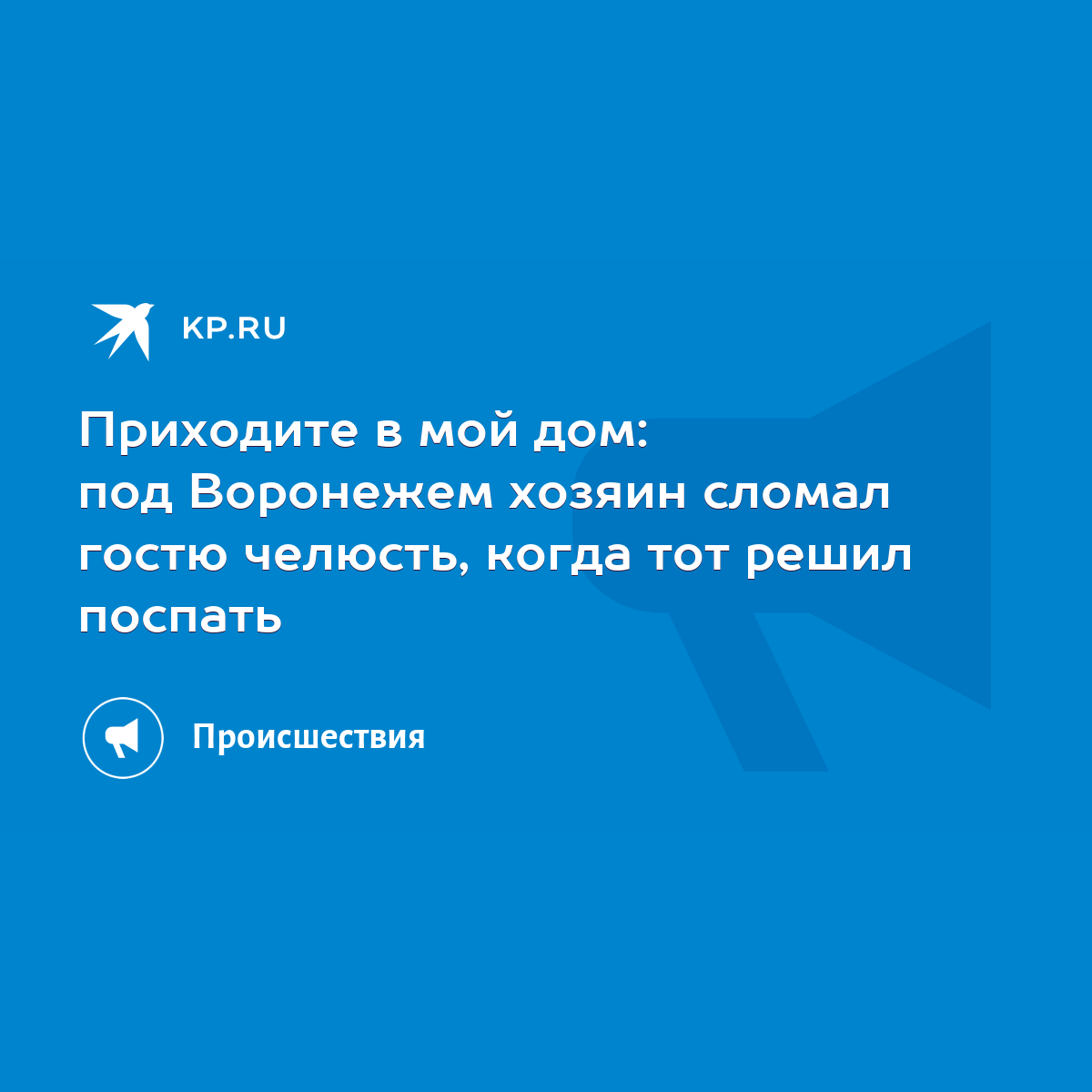 Приходите в мой дом: под Воронежем хозяин сломал гостю челюсть, когда тот  решил поспать - KP.RU