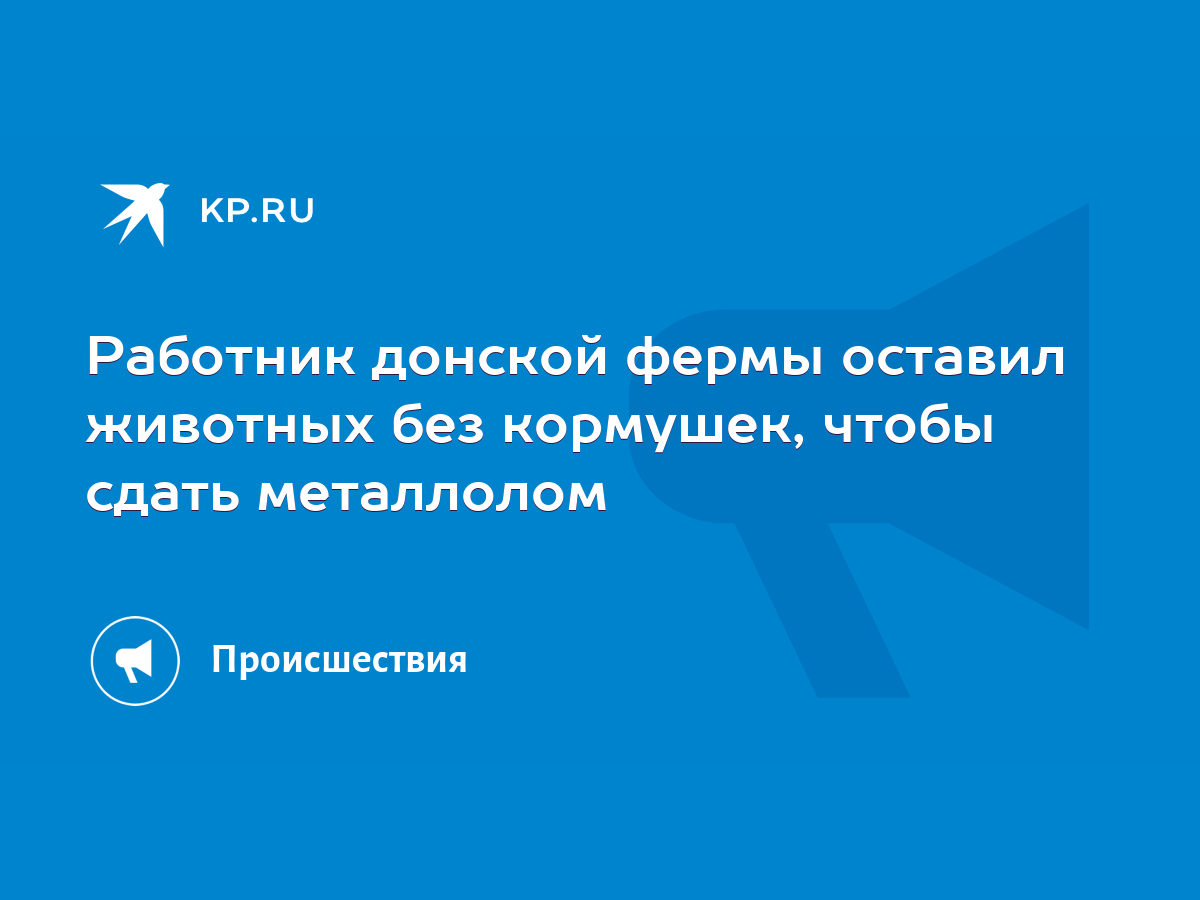 Работник донской фермы оставил животных без кормушек, чтобы сдать металлолом  - KP.RU