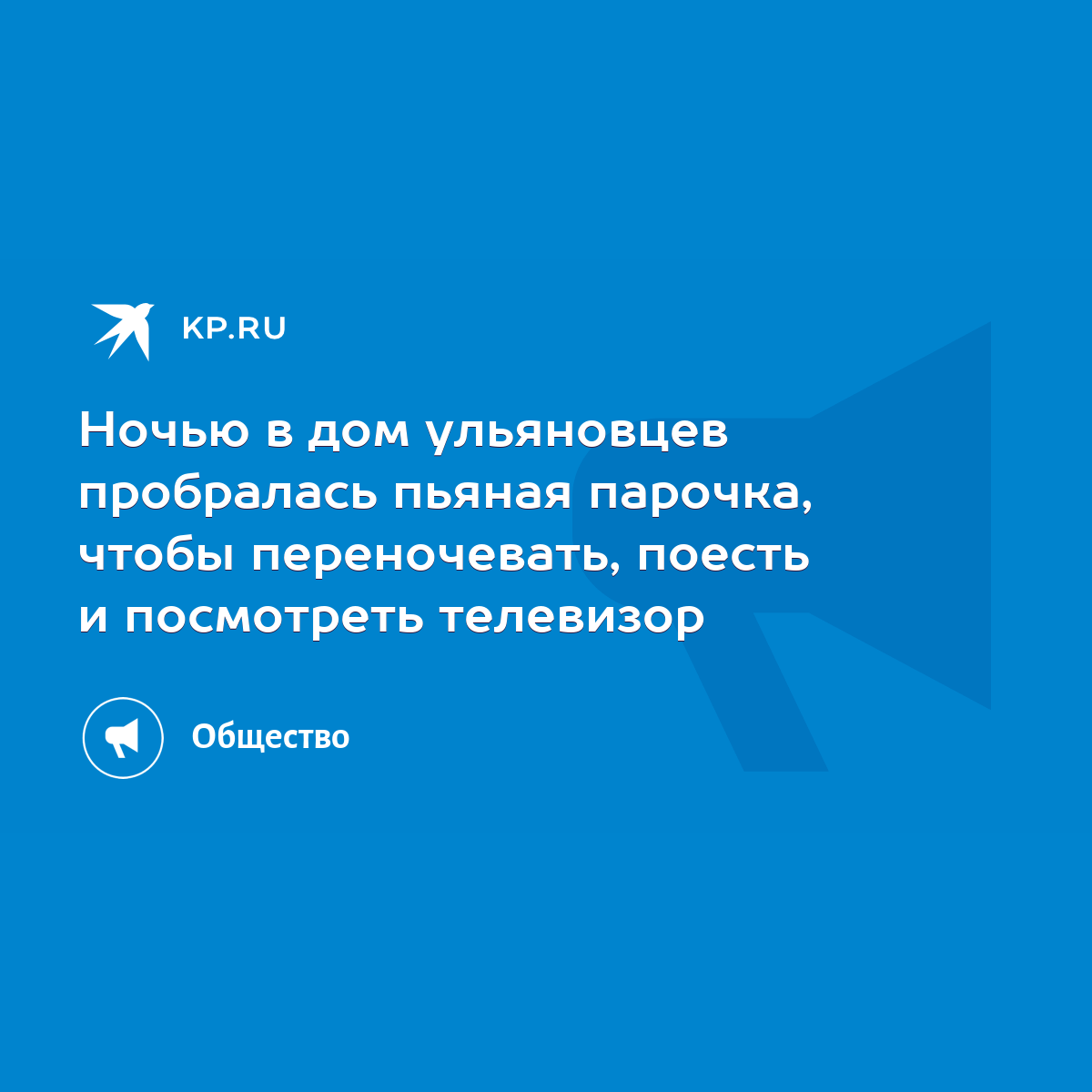 Ночью в дом ульяновцев пробралась пьяная парочка, чтобы переночевать,  поесть и посмотреть телевизор - KP.RU