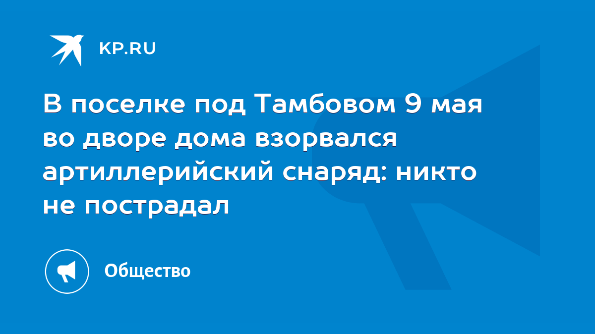 В поселке под Тамбовом 9 мая во дворе дома взорвался артиллерийский снаряд:  никто не пострадал - KP.RU