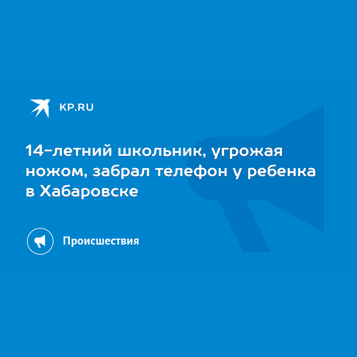 14-летний школьник, угрожая ножом, забрал телефон у ребенка в Хабаровске -  KP.RU